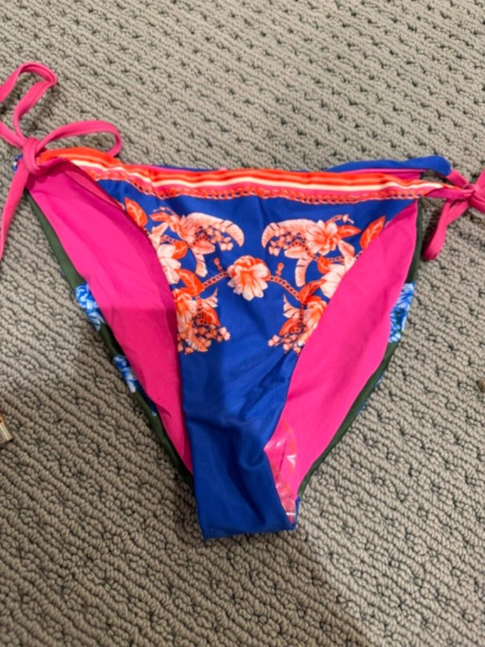NEW FARM RIO 'Floral Elegance Mixed Scarves' Tie Bikini Bottom Size L Large $120